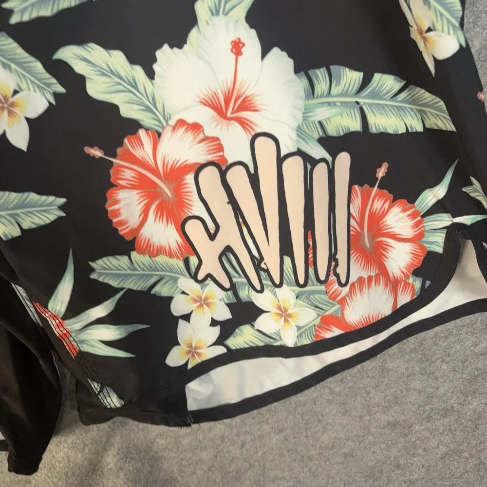 HVIII Brand Goods Board Shorts‎ Mens 40 Black Floral Pockets 8.5